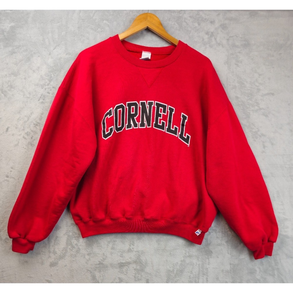 Vintage 90s Y2K Russell Athletic Sweatshirt Cornell University Red XL